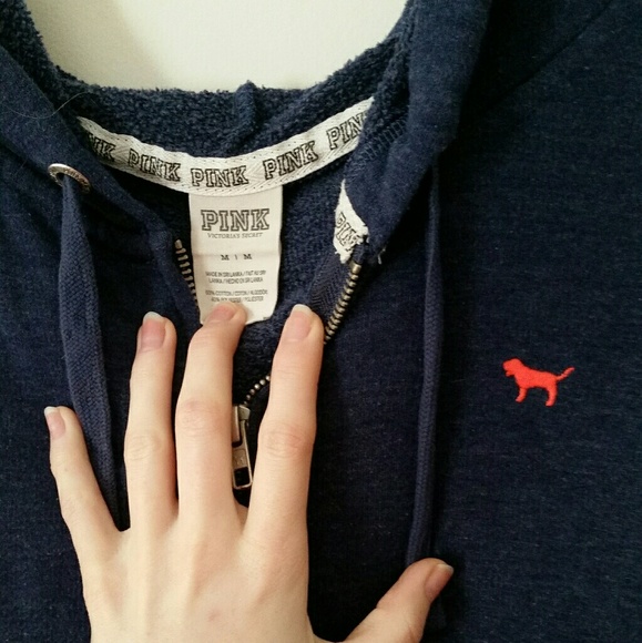 VS PINK Navy Blue and Neon Pink Orange Jacket - Picture 3 of 5